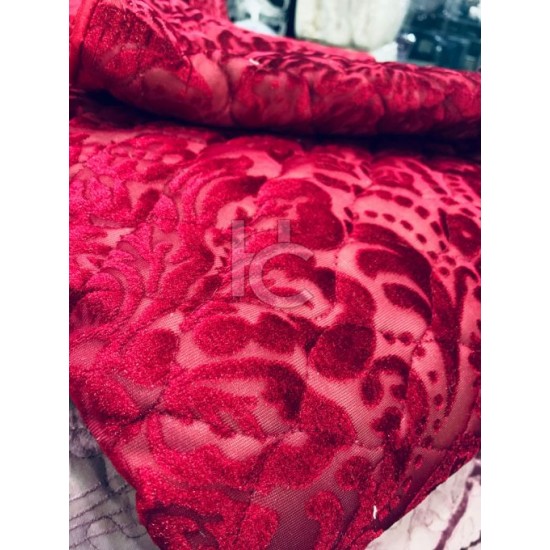 Fully Quilted Palachi Velvet 5pc Bed Spread (Marrygold 4103)