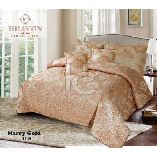 Fully Quilted Palachi Velvet 5pc Bed Spread (Marrygold 4109)