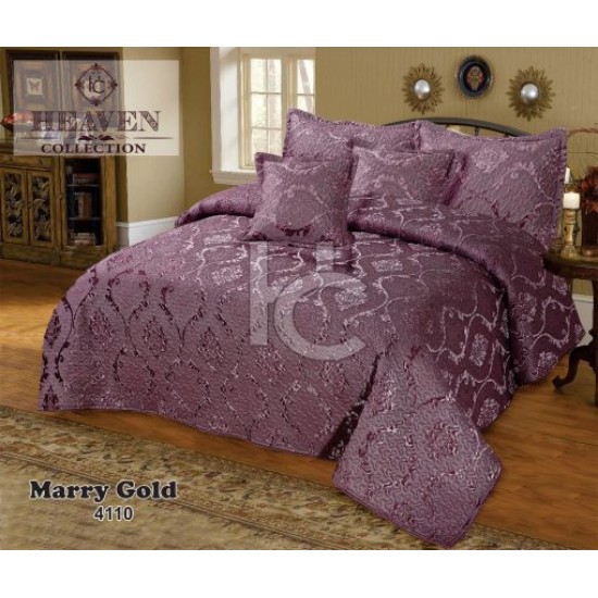 Fully Quilted Palachi Velvet 5pc Bed Spread (Marrygold 4110)