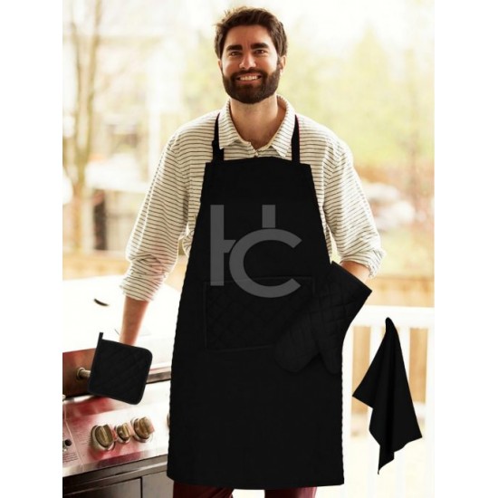 Quilted Kitchen Apron Set 4pcs (Sweet Home 1711)