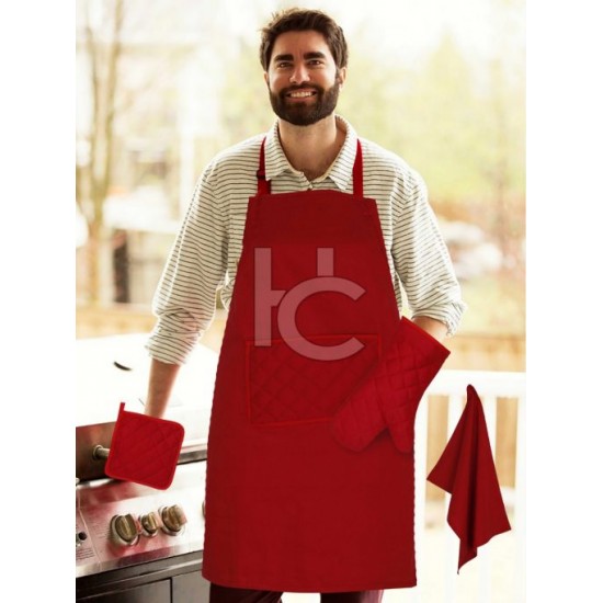 Quilted Kitchen Apron Set 4pcs (Sweet Home 1713)